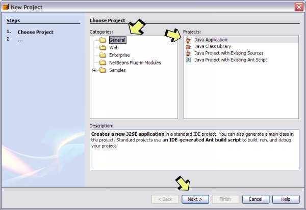 NetBeans new project dialog